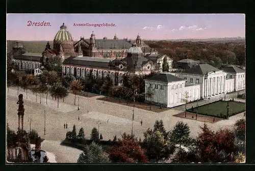 AK Dresden, Ausstellungsgebäude aus der Vogelschau