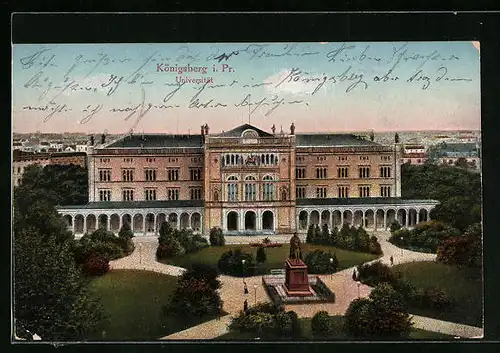 AK Königsberg, Universität mit Park und Denkmal
