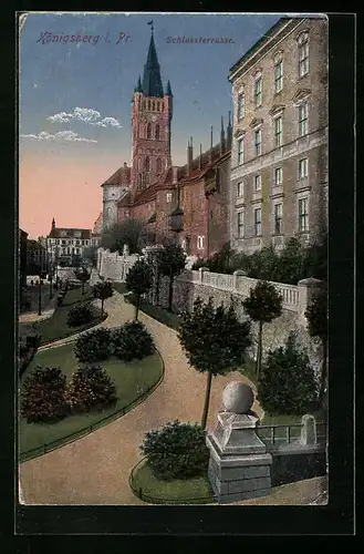 AK Königsberg i. Pr., Anlagen der Schlossterrasse