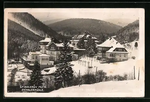 AK Spindelmühle / Spindleruv Mlyn, Ortspartie im Winter