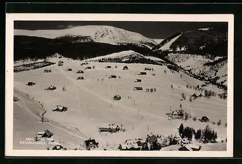 AK Petzer, Ortsansicht aus der Vogelschau im Schnee