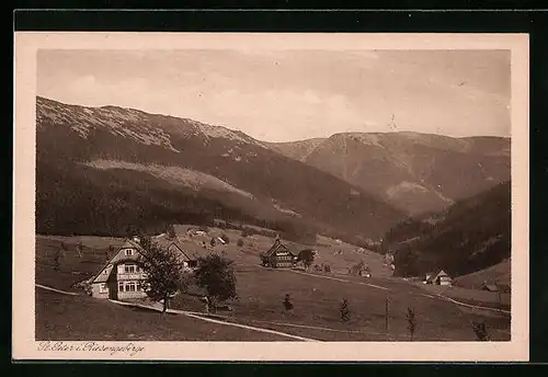 AK St. Peter /Riesengeb., Ortsansicht vor Bergen