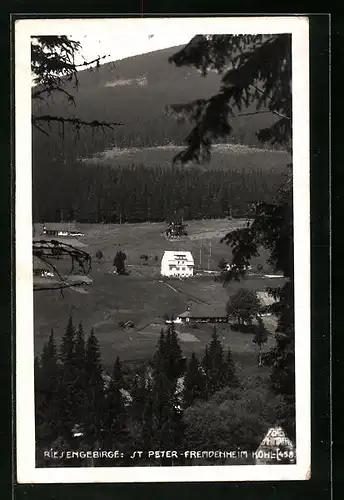 AK St. Peter /Riesengeb., Fremdenheim im Kohl aus der Vogelschau