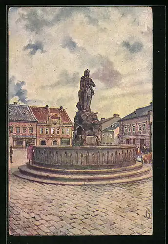 Künstler-AK Dvur Králové nad Labem / Königinhof a. d. Elbe, Zábojova Socha