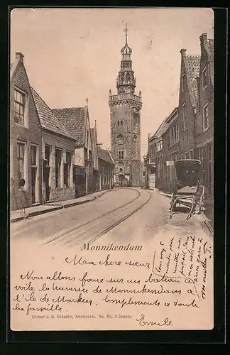 AK Monnikendam, Strassenpartie mit Turm