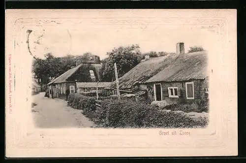 Präge-AK Laren, Häuser mit strohgedeckten Dächern