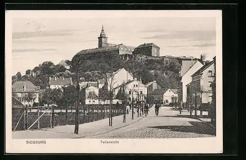 AK Siegburg, Teilansicht, Strassenpartie mit Abtei