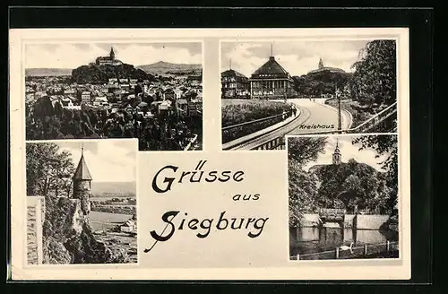 AK Siegburg, Ortsansicht, Kreishaus, Abtei