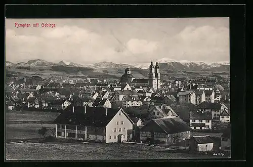 AK Kempten, Ortsansicht mit Gebirge