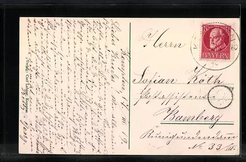 AK Kempten, Ortsansicht mit Gebirge