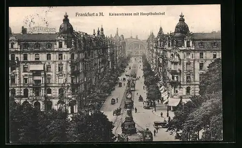 AK Frankfurt a. M., Kaiserstrasse mit Hauptbahnhof