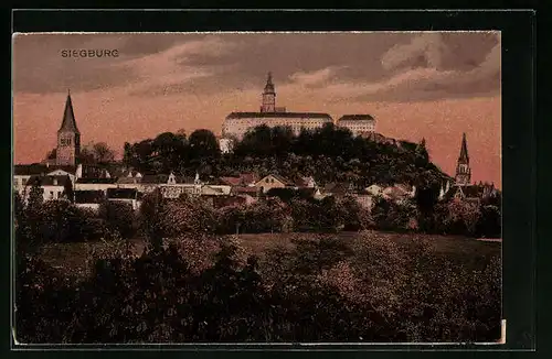 AK Siegburg, Blick auf Ort und Burg