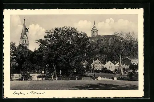 AK Siegburg, Teilansicht mit Kirche