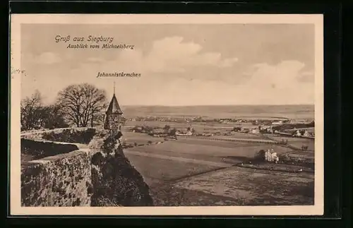 AK Siegburg, Aussicht von Michaelsberg, mit Johannistürmchen