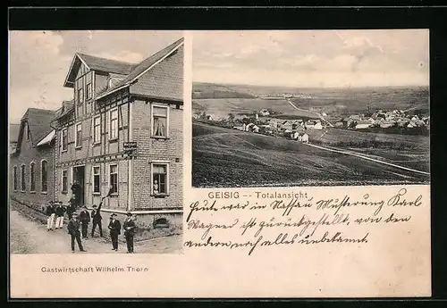 AK Geisig, Gasthaus von Wilhelm Thorn, Ortsansicht