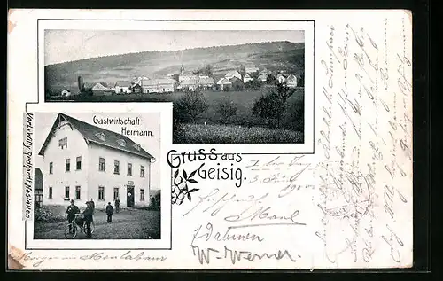 AK Geisig, Gasthaus Hermann, Totalansicht aus der Ferne