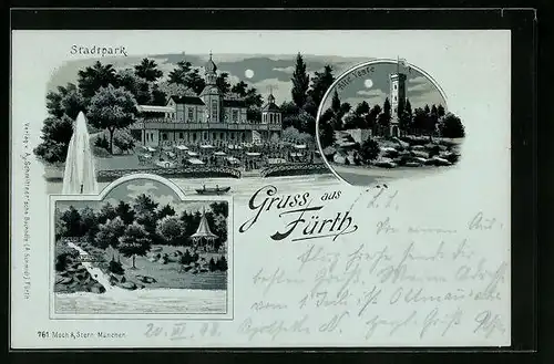 Mondschein-Lithographie Fürth, Restaurant im Stadtpark, Alte Veste