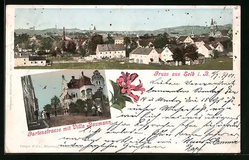 AK Selb i. B., Gartenstrasse mit Villa Baumann, Teilansicht