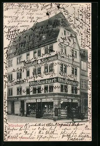 AK Würzburg, Domstrasse mit Geschäften