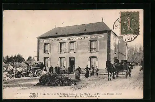 AK Lorroy, Le Port aux Pierres détruit dans la Catastrophe 1910