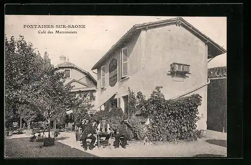 AK Fontaines-sur-Saone, Café des Marronniers