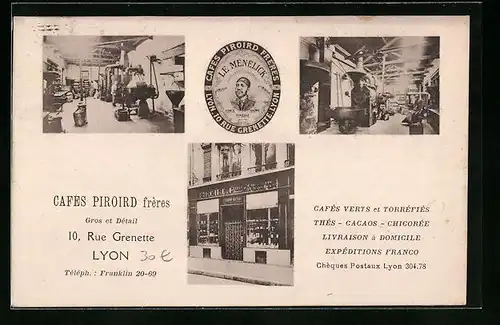AK Lyon, Cafes Piroird frères, 10 Rue Grenette