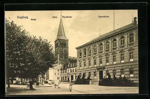 AK Siegburg, Katholische Pfarrkirche und Gymnasium am Markt