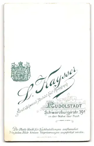 Fotografie L. Kaysser, Rudolstadt, Schwarzburgerstr. 39 a, Junge Dame mit hochgestecktem Haar