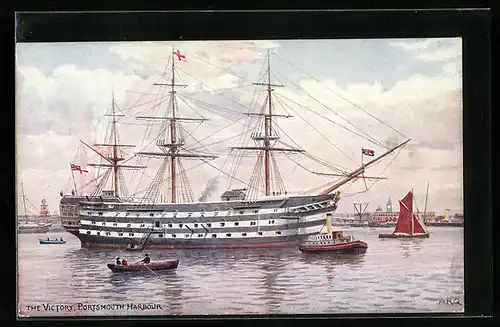 AK Portsmouth, Segelschiff Victory im Hafen