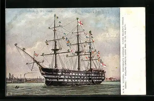 AK Portsmouth, Segelschiff H. M. S. Victory im Hafen