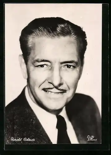 AK Schauspieler Ronald Colman mit Schnurrbart