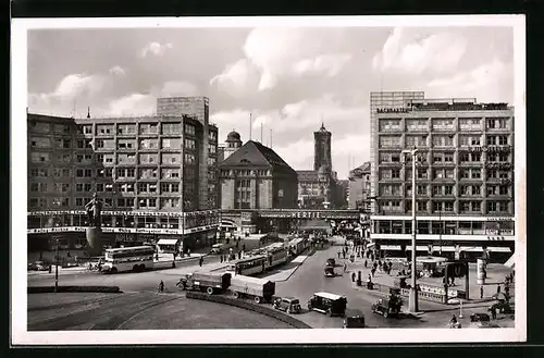 AK Berlin, Strassenbahnen auf dem Alexanderplatz