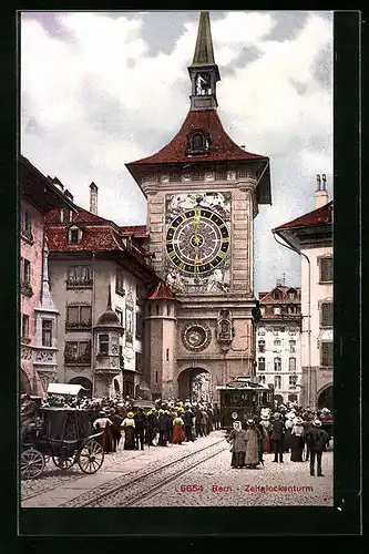 AK Bern, Strassenbahn am Zeitglockenturm