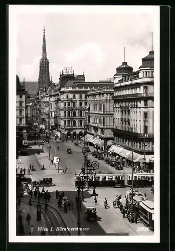 AK Wien, Kärntnerstrasse, Strassenbahn am Hotel Bristol