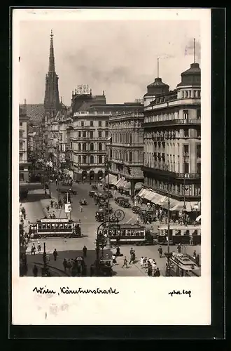 AK Wien, Strassenbahn auf der Kärntnerstrasse