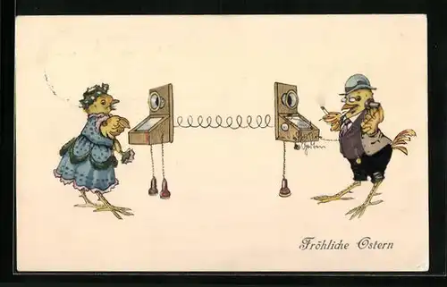 AK Osterküken kommunzieren mittels Telefon