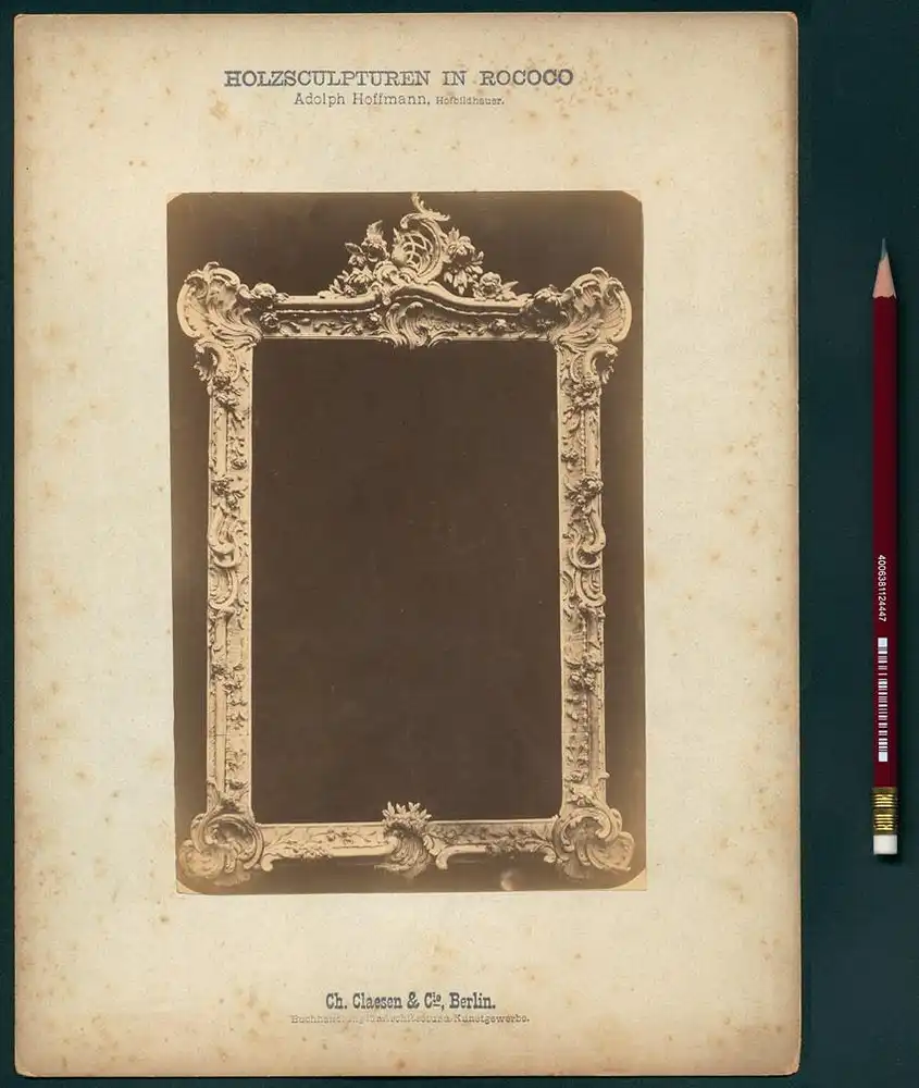13 Fotografien Ch. Claesen & Cie, Berlin, Möbel-Entwürfe von Hofbildhauer Adolph Hoffmann im Rococo-Stil, Rahmen u.a. 0