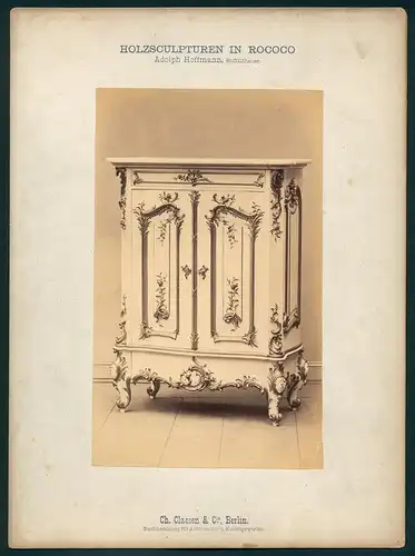 13 Fotografien Ch. Claesen & Cie, Berlin, Möbel-Entwürfe von Hofbildhauer Adolph Hoffmann im Rococo-Stil, Rahmen u.a.