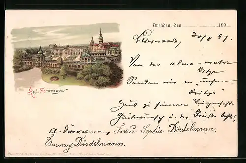 Lithographie Dresden, Königlicher Zwinger