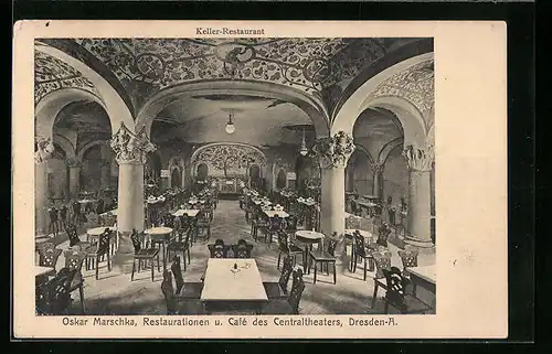 AK Dresden, Restaurant des Zentraltheaters Oskar Marschka, Waisenhausstrasse