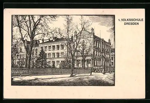 AK Dresden, 1. Volksschule, Pestalozzistrasse