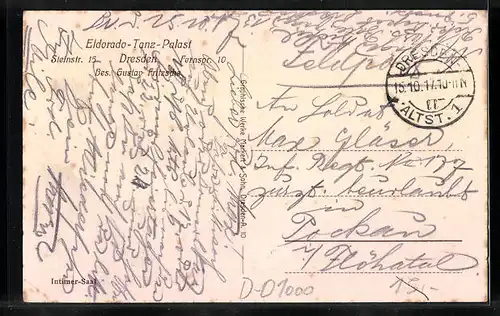 AK Dresden, Eldorado-Tanz-Palast, Steinstrasse 15, Bes. Gustav Fritzsche