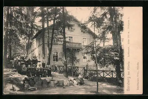 AK Borsberg bei Pillnitz, Gasthof mit Kindern