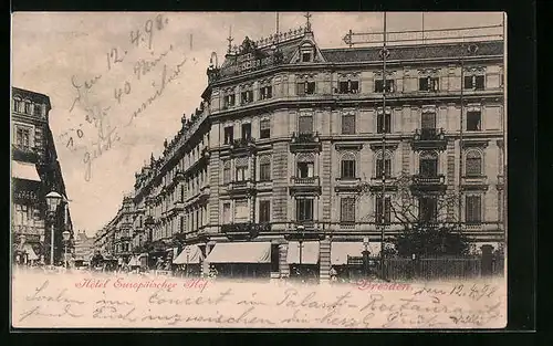AK Dresden, Hotel Europäischer Hof