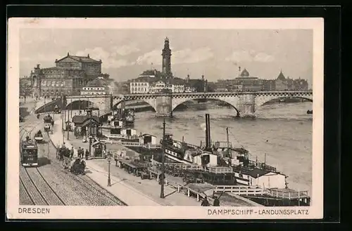 AK Dresden, Dampfschiff-Landungsplatz