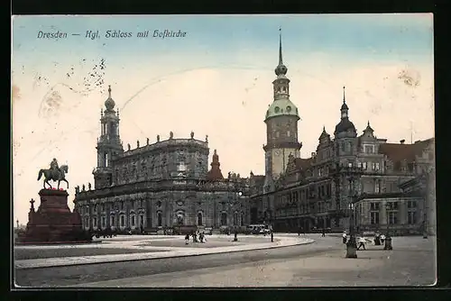 AK Dresden, Königliches Schloss mit Hofkirche