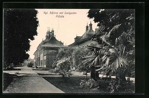 AK Dresden-Pillnitz, Kgl. Schloss mit Lustgarten