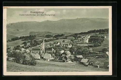 AK Nieder-Schreiberhau /Riesengebirge, Teilansicht mit dem Hochgebirge