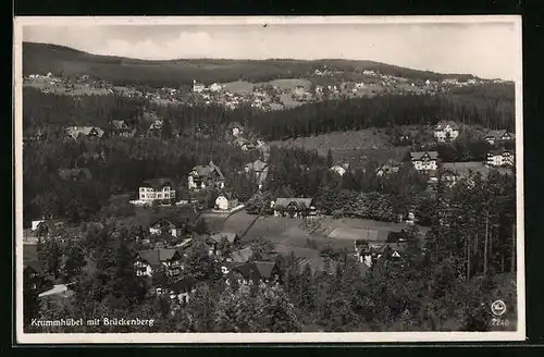 AK Krummhübel, Ortsansicht mit Blick nach Brückenberg