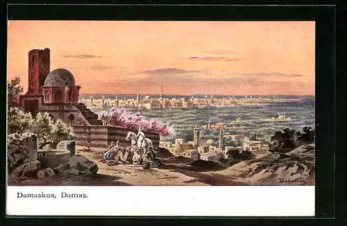Künstler-AK Friedrich Perlberg: Damaskus, Panorama
